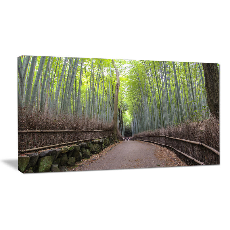 Arashiyama Bamboo Path Landscape Canvas Print in Green and Brown