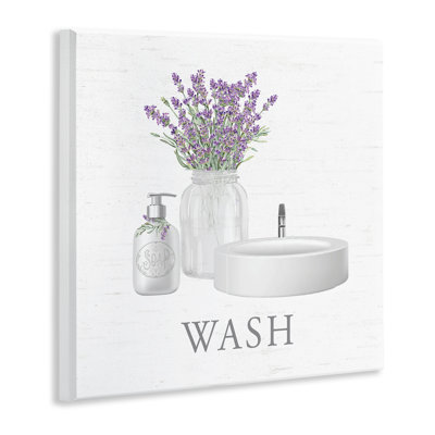 Bathroom Hygiene & Lavender Sprigs Wall Plaque Art, design by Lettered and Lined