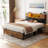 Kalder Bed Frame with LED Light and Charging Station, Metal Frame with Storage Headboard, Large Storage Space, No Spring Box Needed-1849033316-1849033317