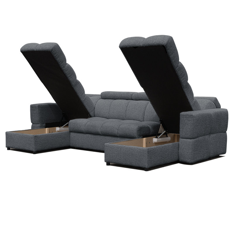 Sectional, GREY Polyester Blend