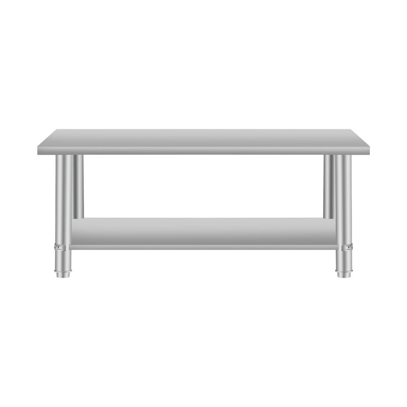 Table de travail Trace en acier inoxydable de 60 po x 24 po avec tablette inférieure (roulettes non incluses)