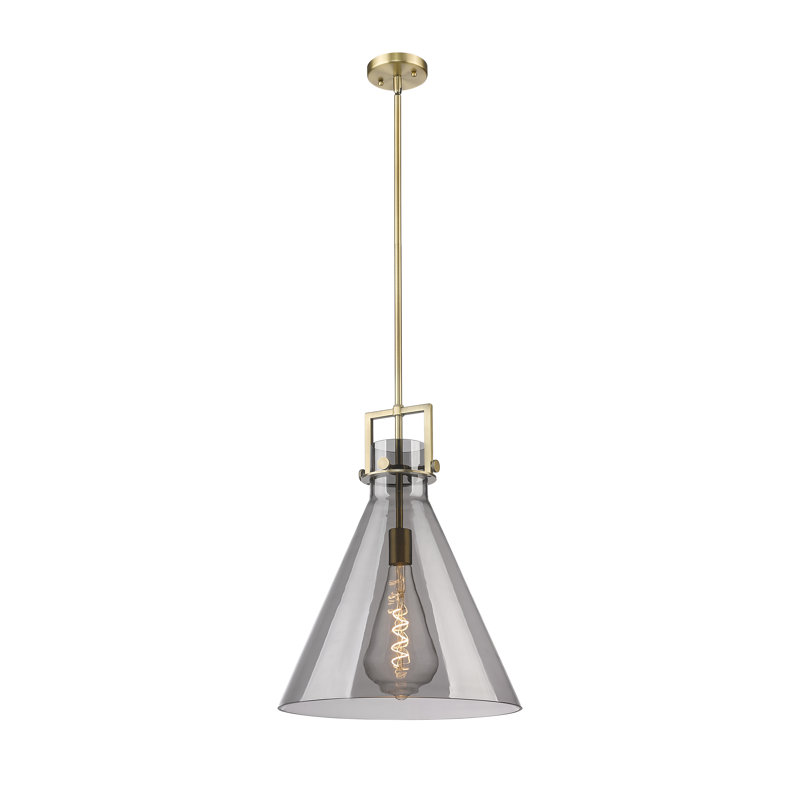 Luminaire suspendu avec tige 30 po Coterie, Laiton brossé, Plaqué couleur fumée, H 20,38 po x l 16 po x P 16 po