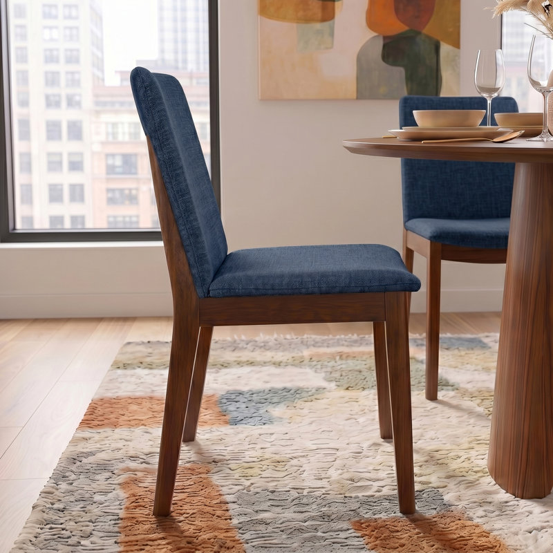 Barriento 18.9'' H Upholstered Parsons Chair, Blue Linen