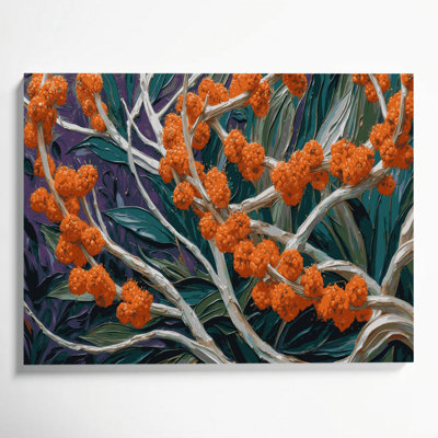 Vegetables Sea Buckthorn Black Canvas Wall Art