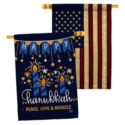 Double Sided 40'' H x 28'' W Polyester Hanukkah House Flag