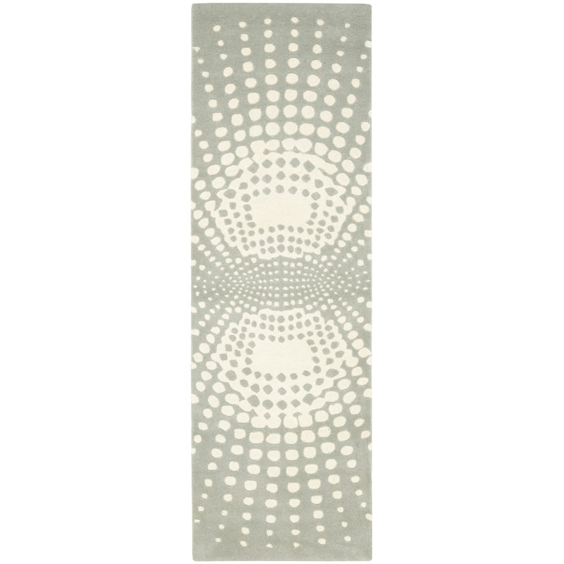Amier Hand Tufted Wool And Viscose Polka Dots Rug, Runner 2'6" x 8'
