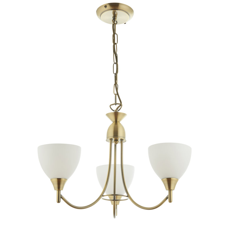 Barium 3 - Light Shaded Chandelier, Antique Brass