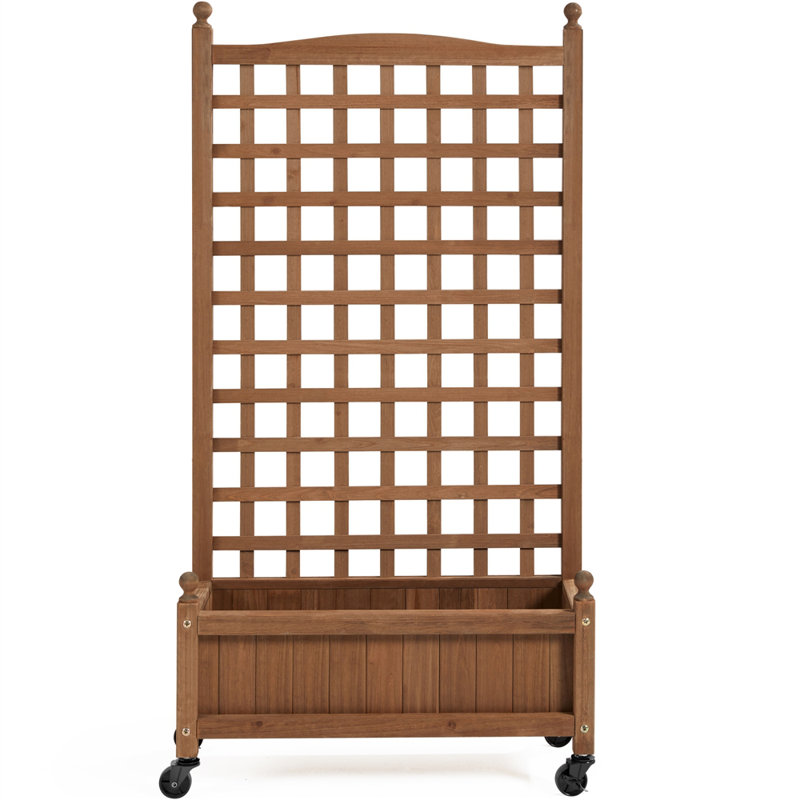 100% Solid Wood Raised Garden Bed with Trellis