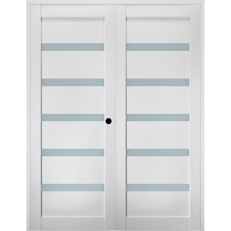 Bianco Noble Frosted Glass and Pine Prehung Interior Door