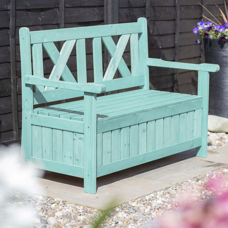 Wooden Under Seat Storage Bench, Green