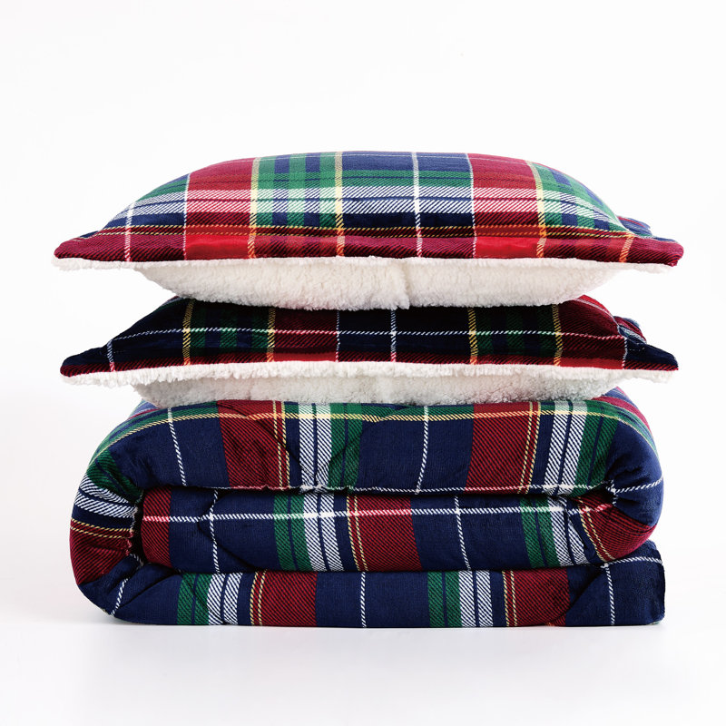 Truly Soft Cuddle Warmth Ivan Plaid Comforter Set, 3, King Comforter + 2 King Shams