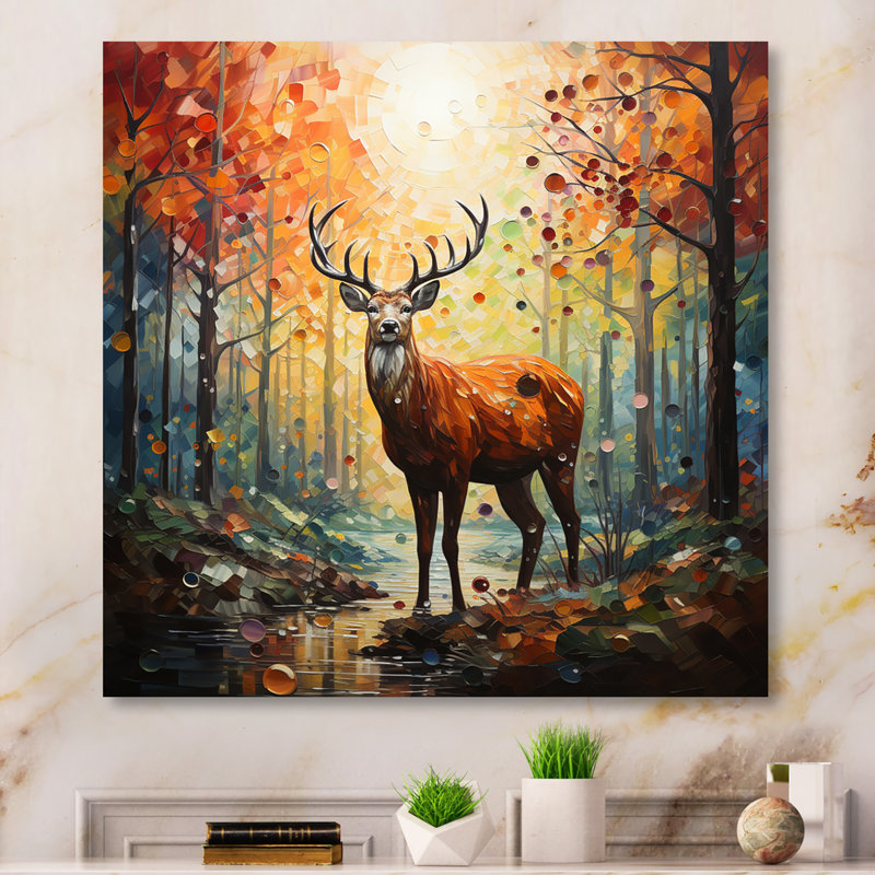 «Animal Deer Harmony in Forest II», reproduction sur toile tendue, 24" H x 24" W, Toile tendue