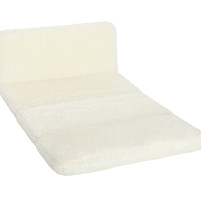 Foam Filling Wall Couch Sleeper, Cream White Bean Bag Floor Bed, Fabric, No Assembly Required Contemporary Design, Wide Folding Mattress, Comfortable For Napping On