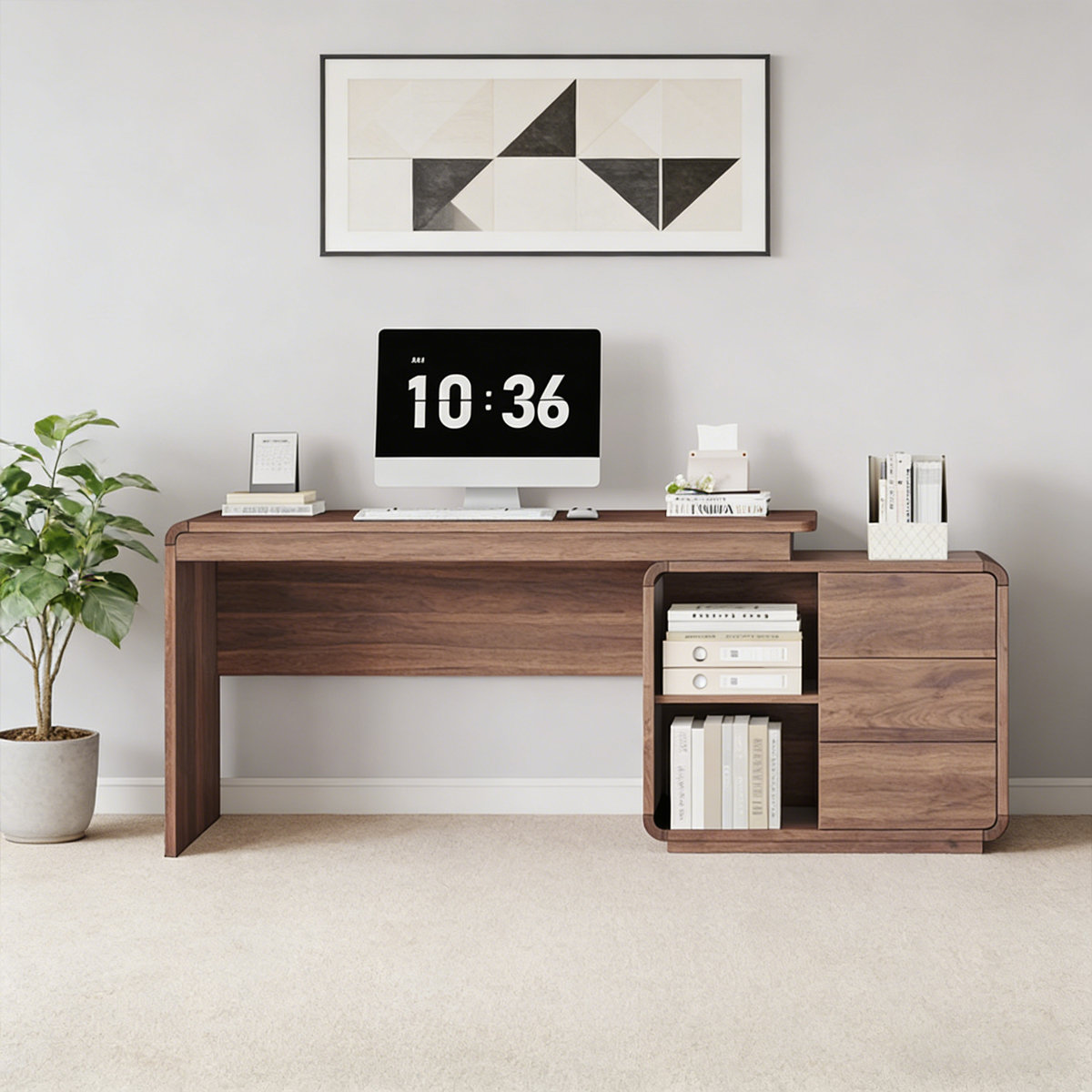 Latitude Run® Practical Extendable Desk with 3-Drawer Storage | Wayfair