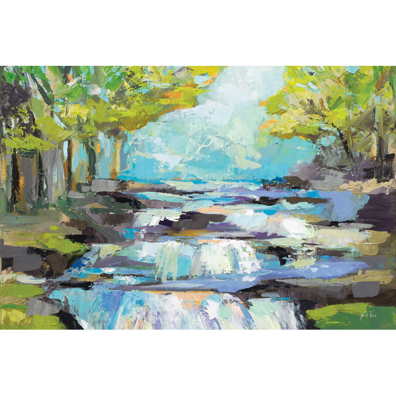 The Waterfall by Jeanette Vertentes - Wrapped Canvas Painting, 20cm H x 30cm W