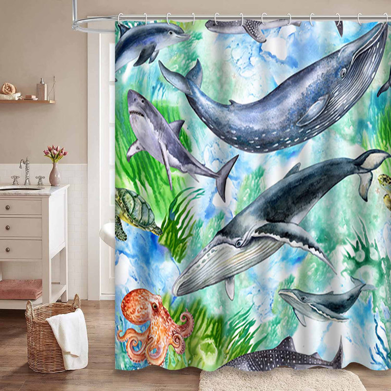 Rideau de douche avec 12 crochets, L 72 po x l 78 po