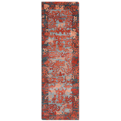 Medina Handmade Wool Navy/Red Area Rug