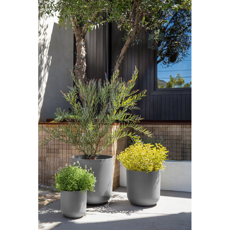 Gray Plastic Composite Indoor/Outdoor Planter Set