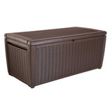 Keter Sumatra 135 Gallon Large Durable Resin Outdoor Storage and Organization Deck Box Ideal For Garden Patio Furniture and Supplies