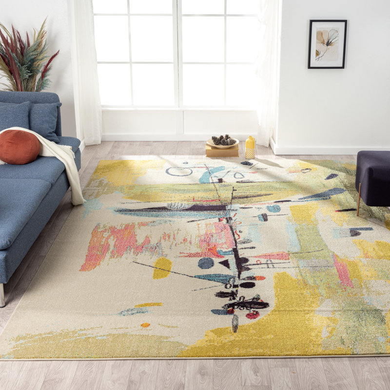 Tapis jaune pastel coloré COLORWRKS, Rectangle 9 pi 6 po x 13 pi