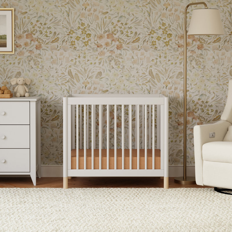 Gelato 4-in-1 Mini Convertible Crib, White/Washed Natural