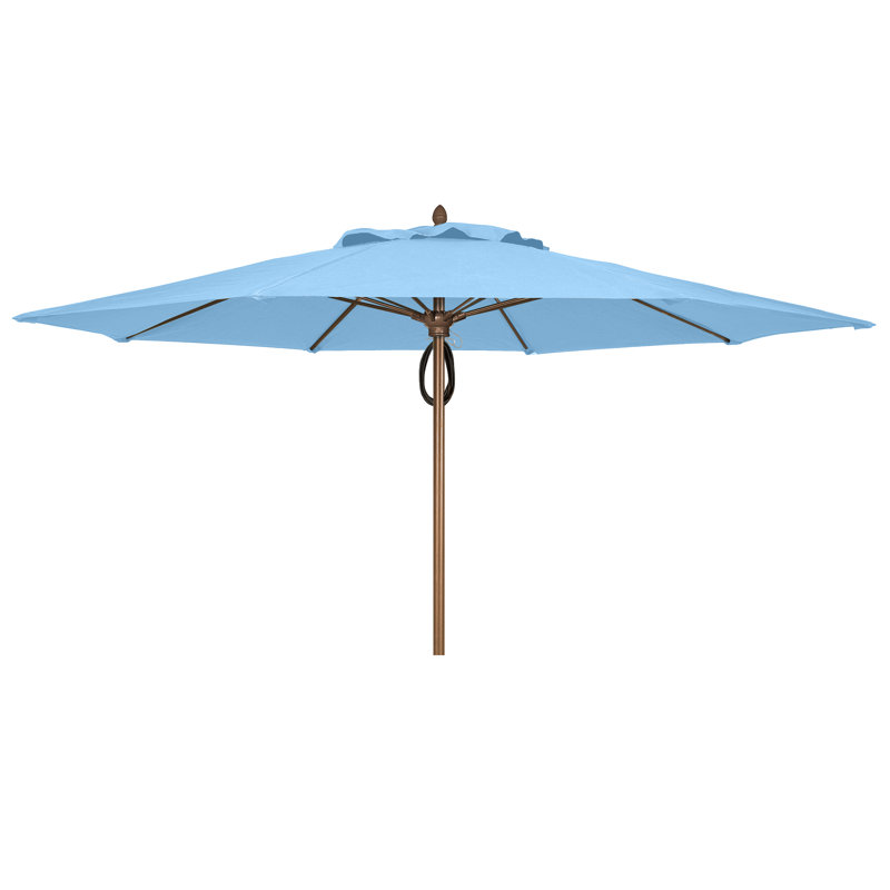 Parasol de marché 11 'Prestige, Sunbrella® bleu ciel, Bronze champagne