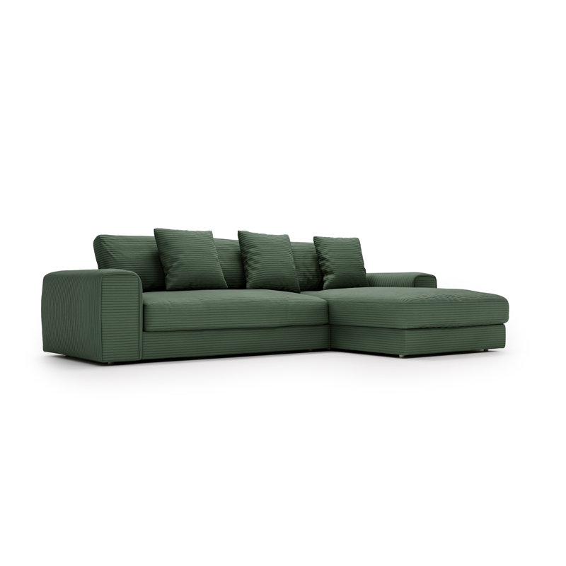 3 Seater Corner Sofa , Left Hand Facing, Green