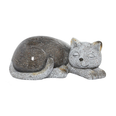 Benji Polystone Indoor Outdoor Cat Decorative Gray Garden Sculpture