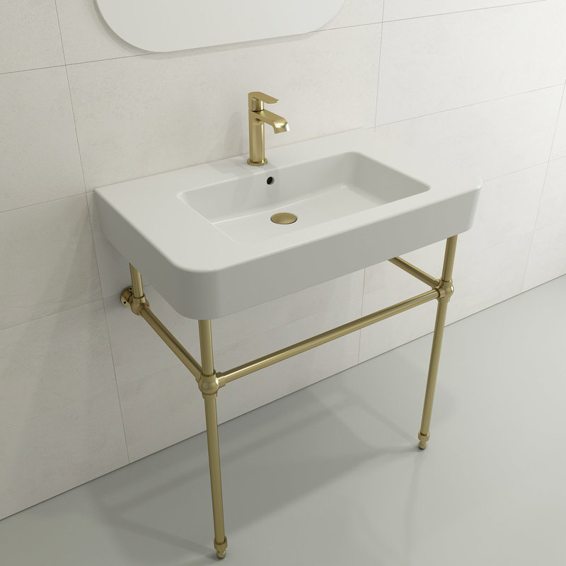 Parma 33.27'' L Bathroom Sink, Matte White, Single-Hole