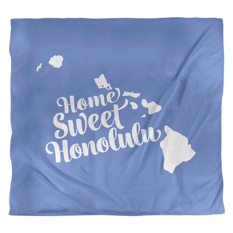 Housse de couette honolulu hawaii, Housse de couette pour très grand lit, Bleu, Microfibre
