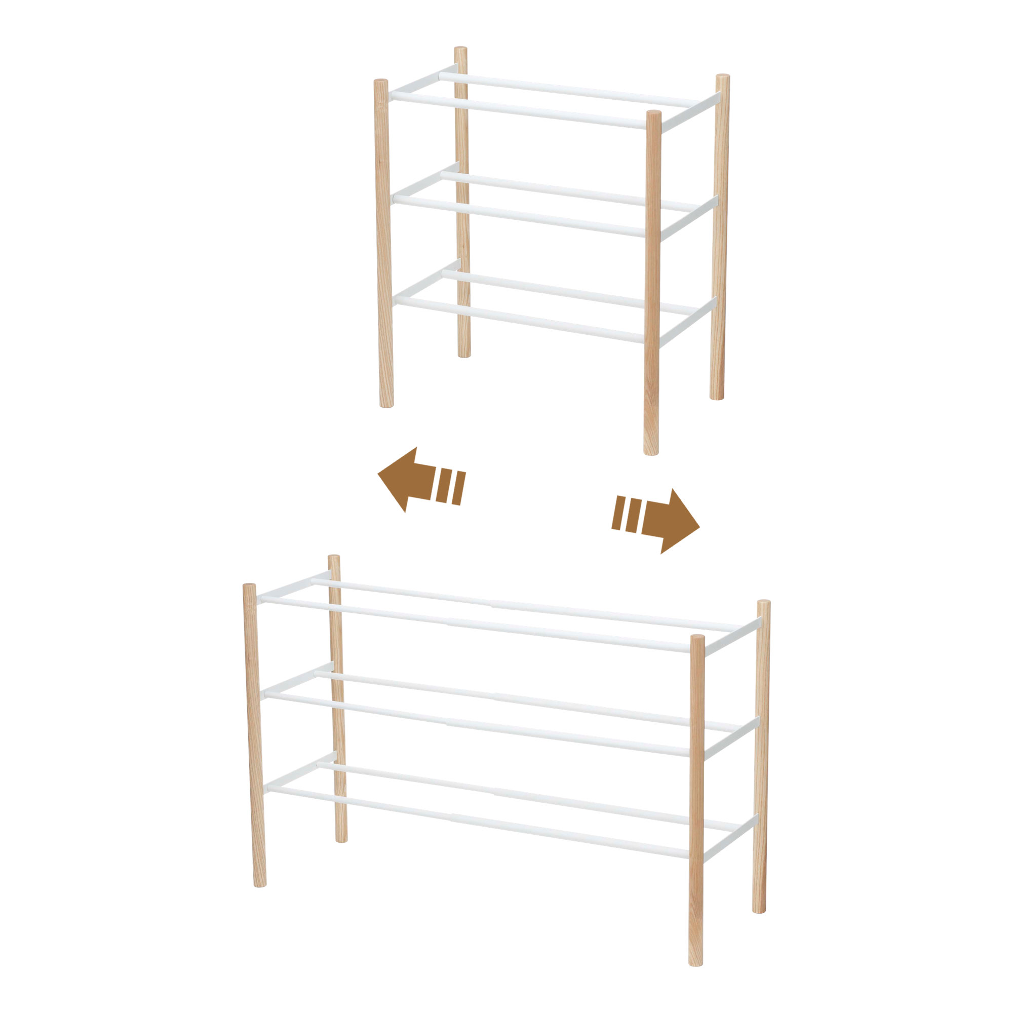 Yamazaki Home Expandable 3-Tiered Space Saving Shoe Rack, Steel,  Holds 12 to 16 Shoes, White