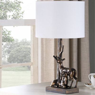 Lampe de table en polyrésine 19,75 po In Western Roe Deers