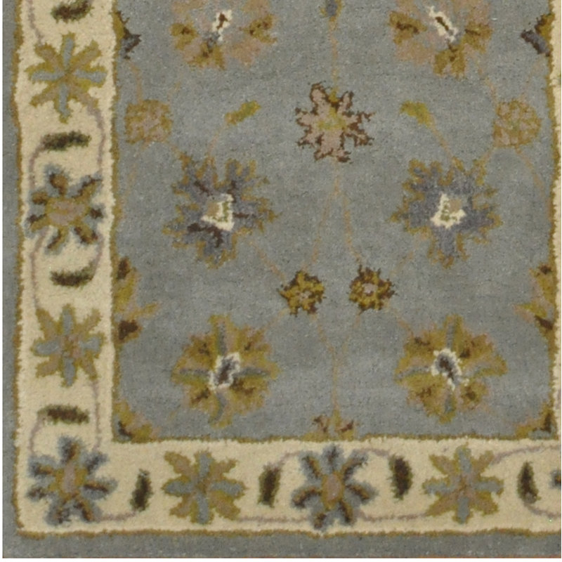 Tapis de couloir gris / beige en laine noué à la main de conception unique 2 pi 6 po x 8 pi Athony