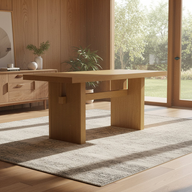 70"W Mid-Century Modern Wood Rectangular Kitchen Dining Table