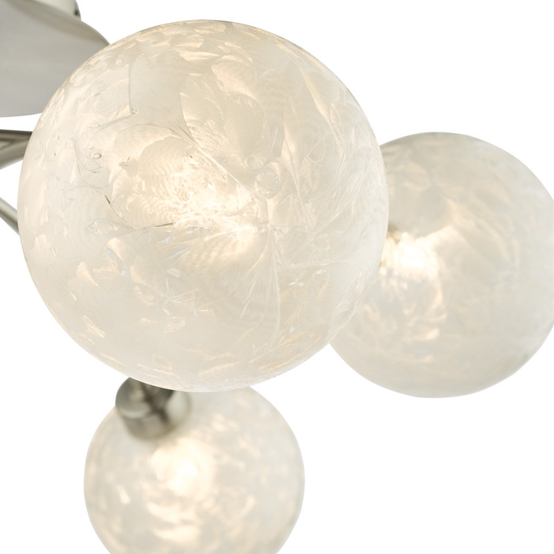 Barima Glass Semi Flush Mount, Nickel