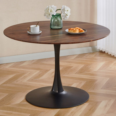 42.1" Round Tulip Dining Table Mid-Century Mdf Top 4-6 Person Pedestal