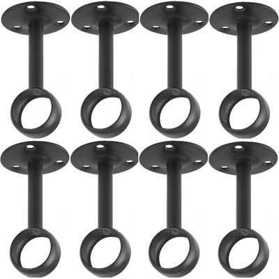 Curtain Rod Ceiling-Mount Bracket Curtain Rod Brackets Curtain Rod Holders (8 PCS, Black)