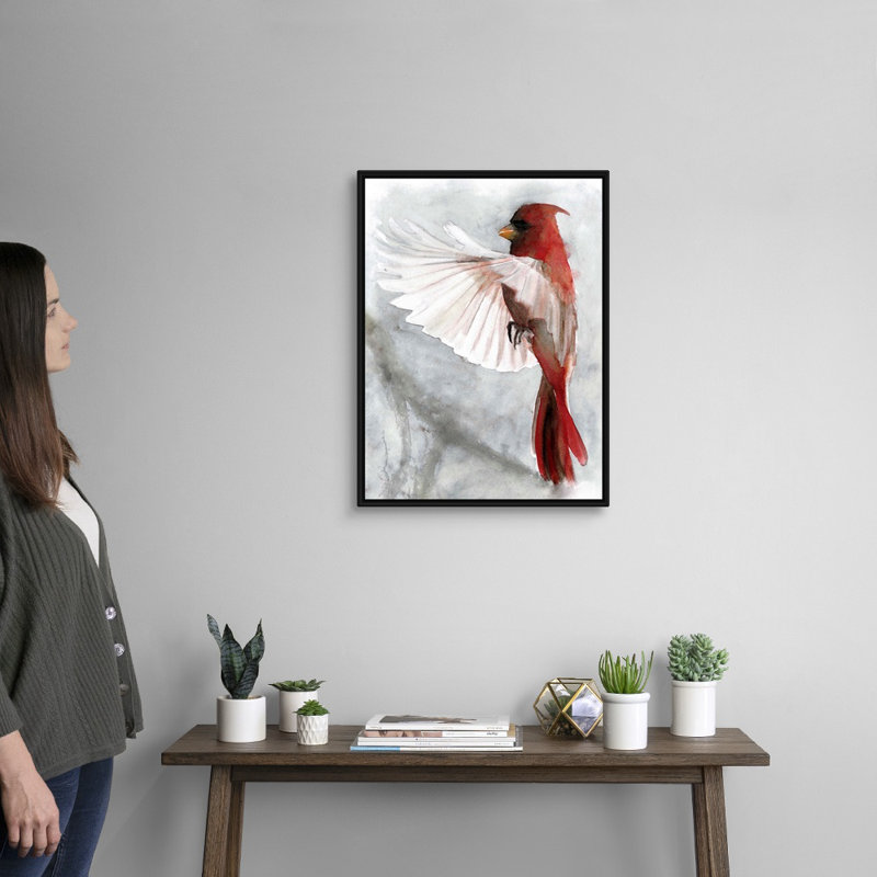 Reproduction d’art sur toile « Cardinals II » par Stellar design studio, Toile avec cadre noir, H 26 po x l 20 po x P 1,75 po