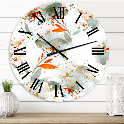 Horloge murale moderne verte et orange I