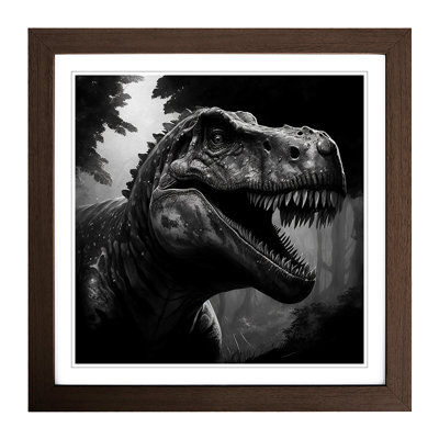 Tyrannosaurus Rex Drawing No.1 - Single Picture Frame Print on Wood