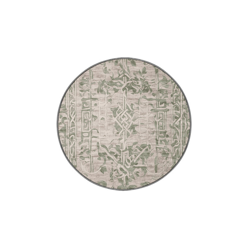 Machine Washable Gray Area Rug, Round 7'