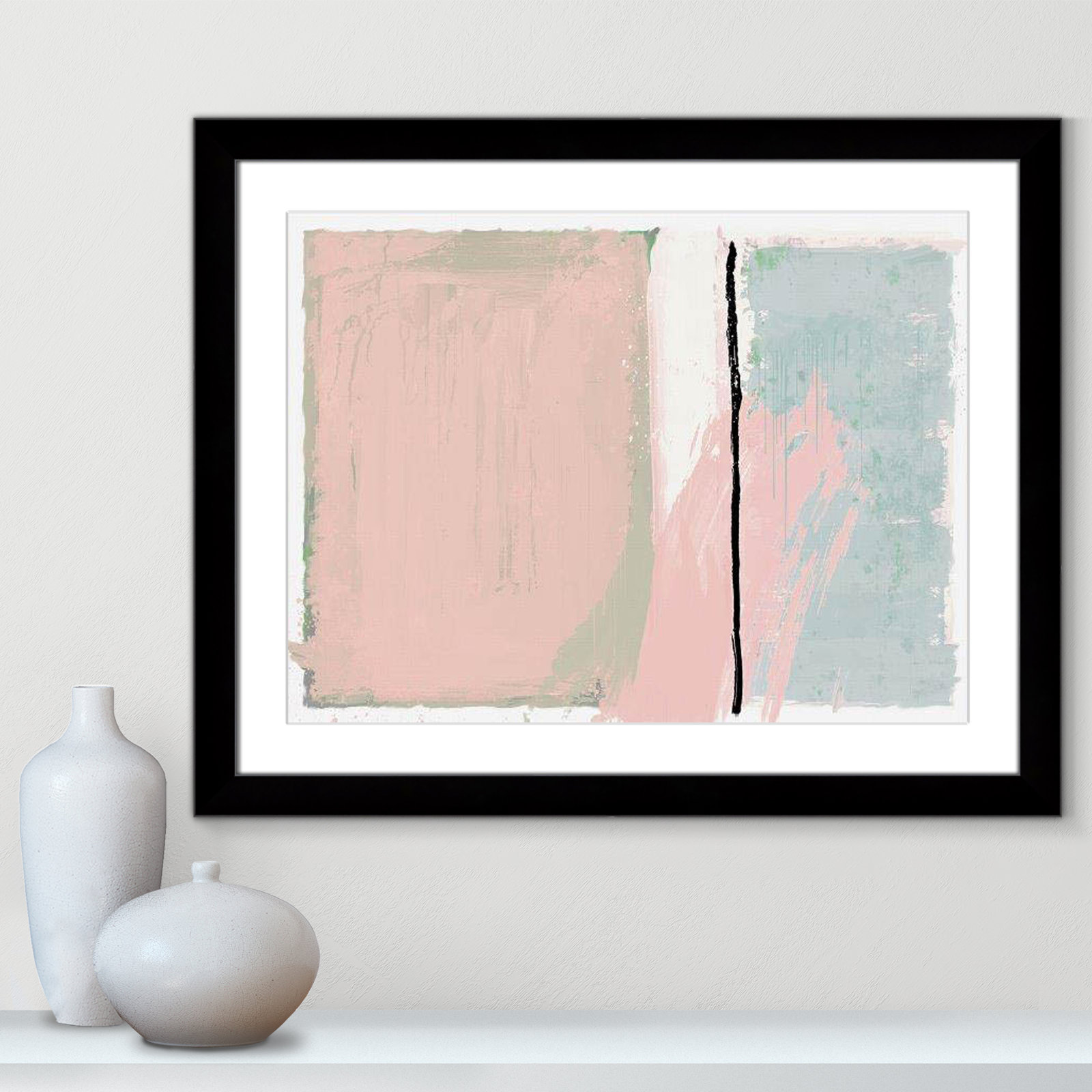 Pastel Opulance Print, 25" H x 31" W x 1.25" D, Black Cube Picture Framed, White