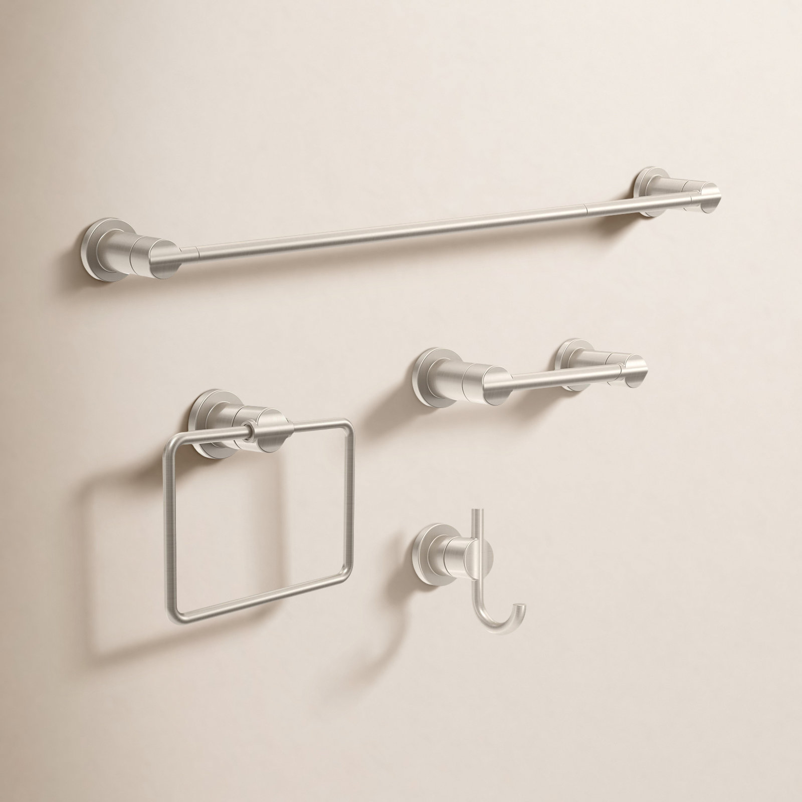 Nicoli 4-Piece Bathroom Hardware Set, Brushed Nickel