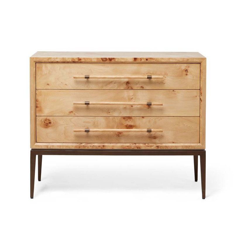Table de chevet 3 tiroirs Burton, Canyon / bronze foncé
