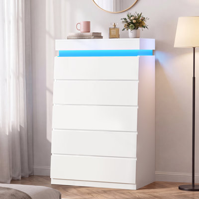 Tall 5 Drawer Dresser With Led Light