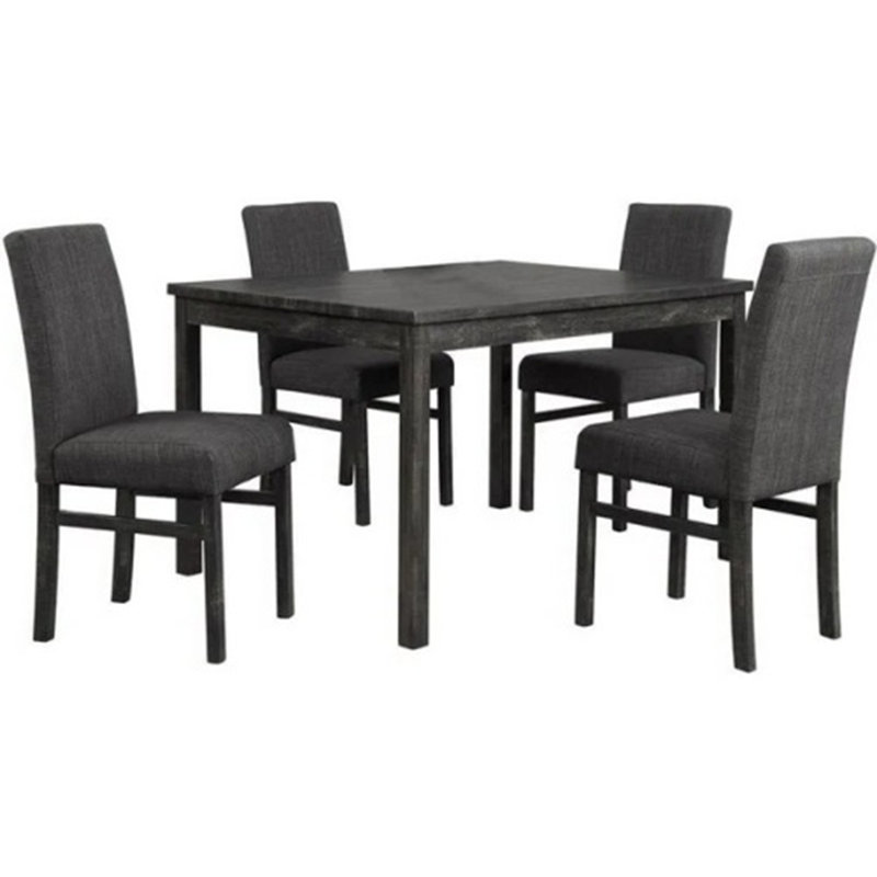 Ensemble de salle à manger 5 pièces 48 po avec 4 chaises d'appoint rembourrées, Gris anthracite, Gris foncé / gris anthracite
