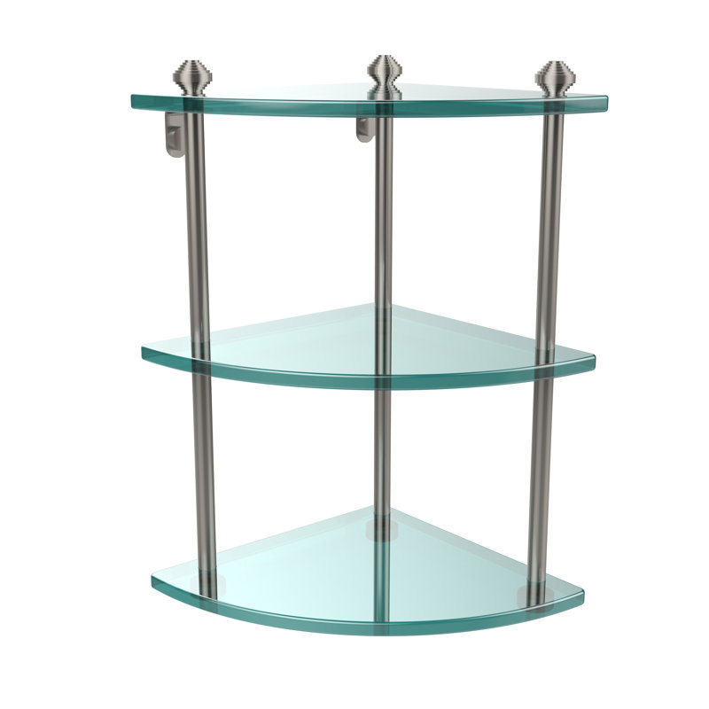 Southbeach 3 Piece Triangle Corner Shelf, Satin Nickel