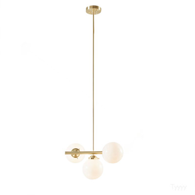 3-Light Chandelier with Frosted Glass Globe Bulbs