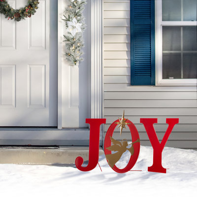 Joy Metal Christmas Angel Yard Stake