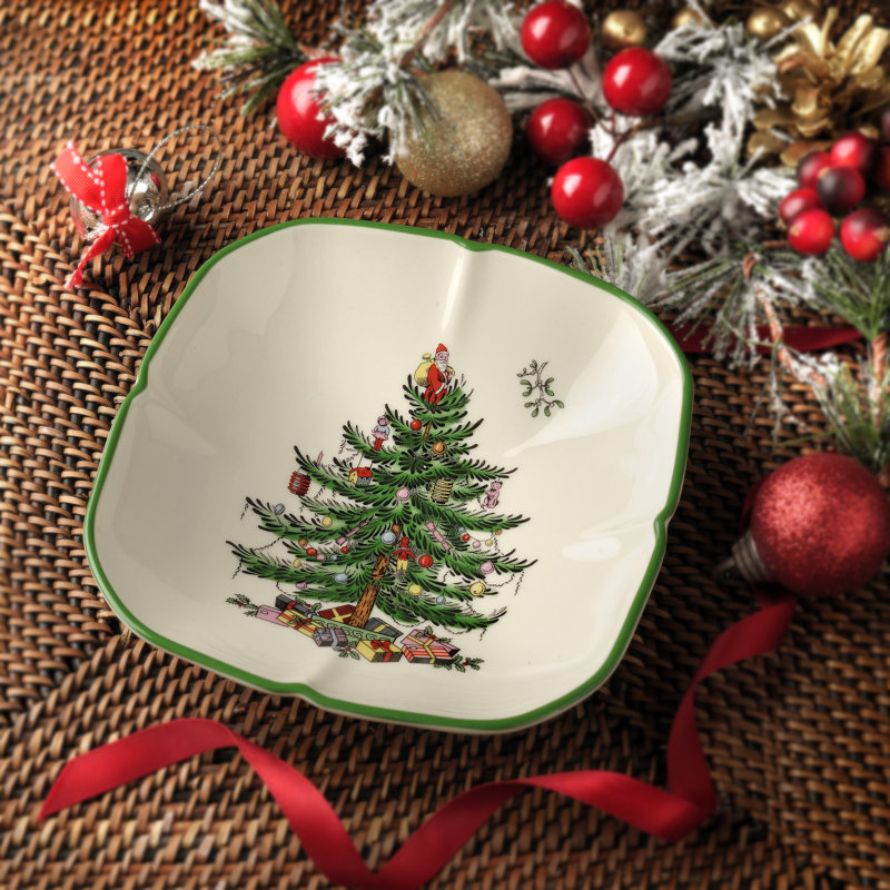 Spode Christmas Tree Sculpted Square Dish 5.5"